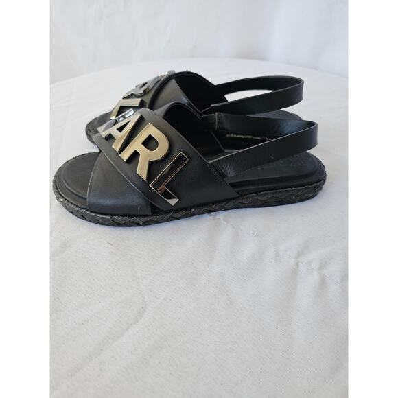 KARL LAGERFELD Women's Charla Slingback Espadrille Sandals In Black Size 5.5 M - Picture 4 of 7